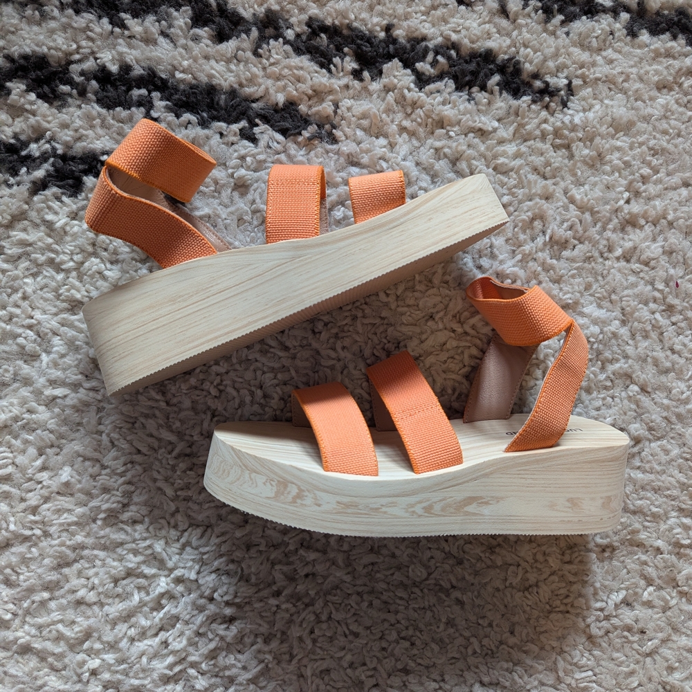 Lucky Brand Orange Platform Sandals